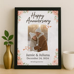 Floral Personalized Anniversary Frame with Photo & Names – Romantic Wall Decor | Love Craft Gifts