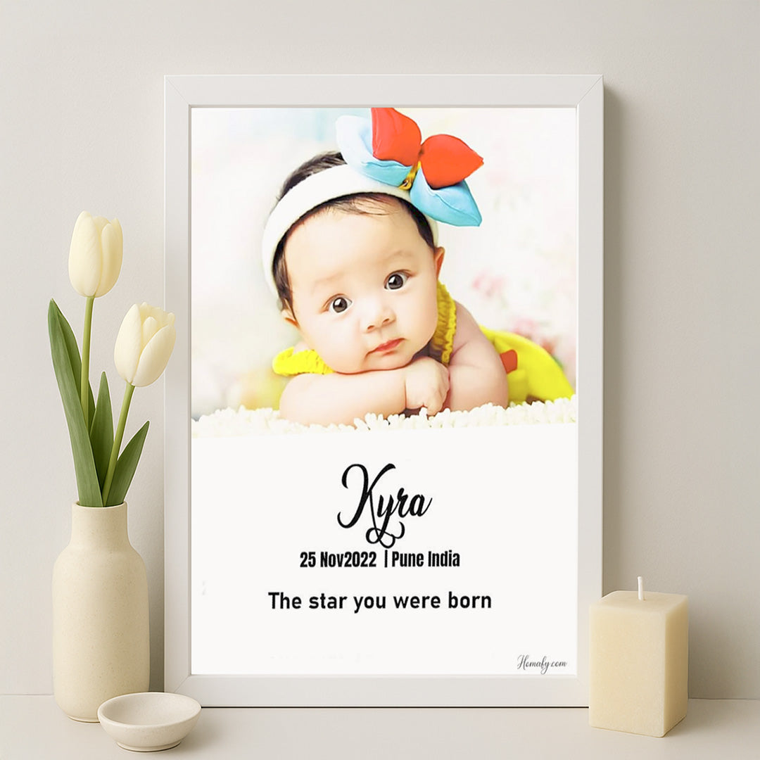 Personalized Baby Birth Frame – Custom Baby Photo with Birth Details | Unique Nursery Decor | Love Craft Gifts