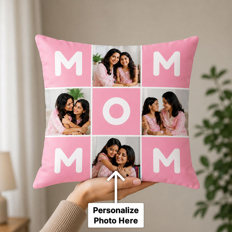 Personalized MOM Photo Collage Cushion Cover with Custom Photos | Emotional Mother’s Day Gift for Mom, Mother & Mumma - 10x10" | Love Craft Gifts™