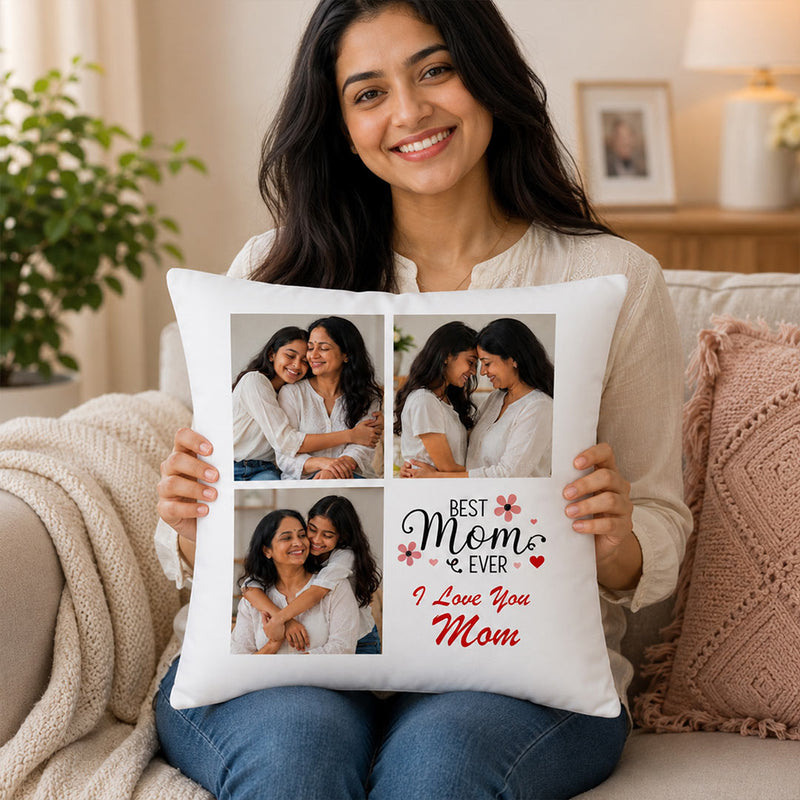 Personalized Best Mom Ever Photo Cushion Cover | Custom Mother’s Day Gift for Mom, Mother & Family - 10x10" | Love Craft Gifts™