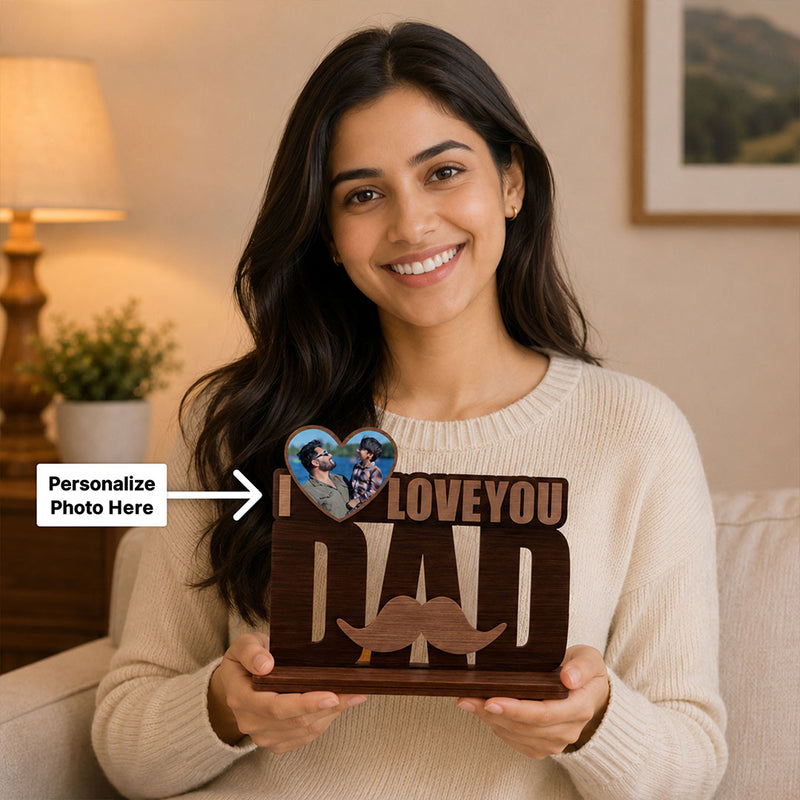 Personalized I Love You Dad Wooden Photo Frame | Custom Father Memory Gift - 6x5" | Love Craft Gifts™