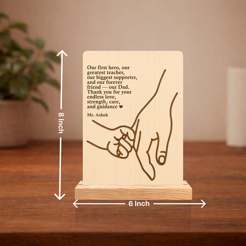 Personalized Wooden Father’s Day Hand Plaque with Custom Name | Emotional Gift for Dad from Son & Daughter - 8x6" | Love Craft Gifts™