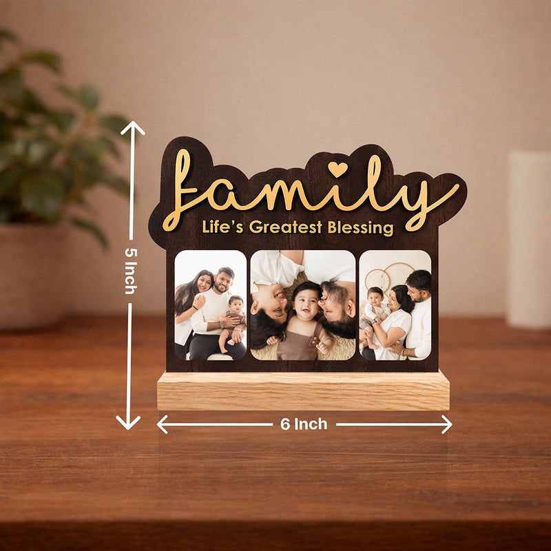 Personalized Family Wooden Photo Frame with Custom Pictures | Emotional Family Keepsake Gift for Parents & Loved Ones - 5x6" | Love Craft Gifts™