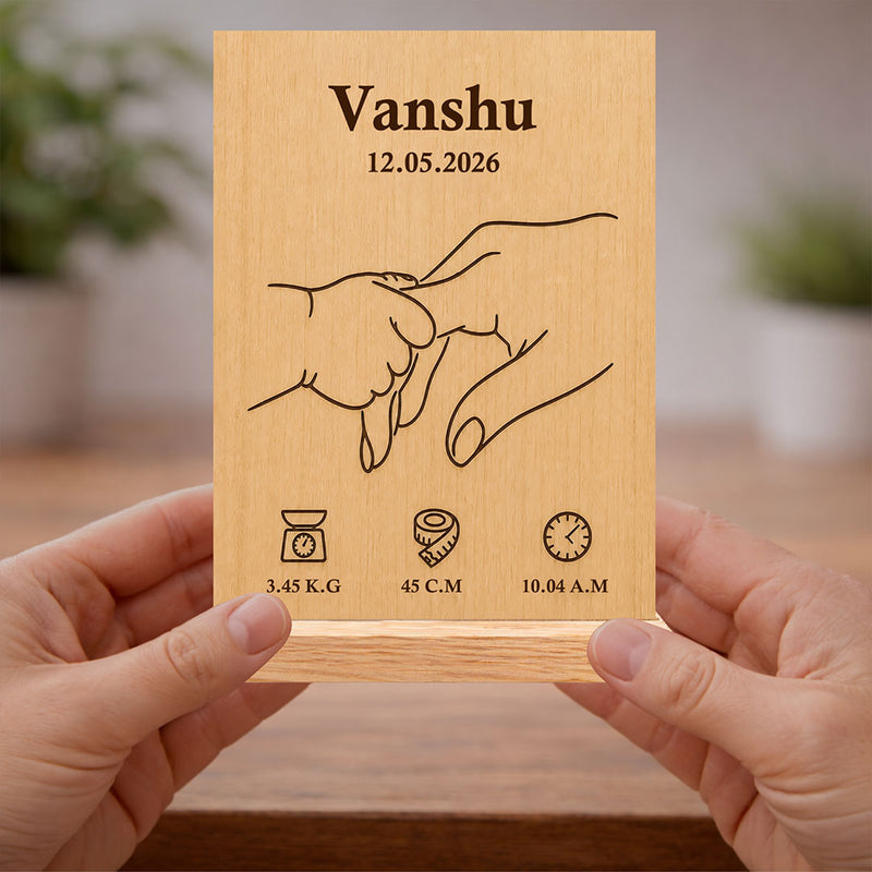 Personalized Baby Birth Details Wooden Keepsake Plaque with Custom Name & Newborn Information | Emotional Baby Memory Gift for Parents & Newborn Celebration - 8x6" | Love Craft Gifts™