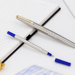 Parker Galaxy Stainless Steel Gold Trim Ball Pen - Personalized | Love Craft Gifts