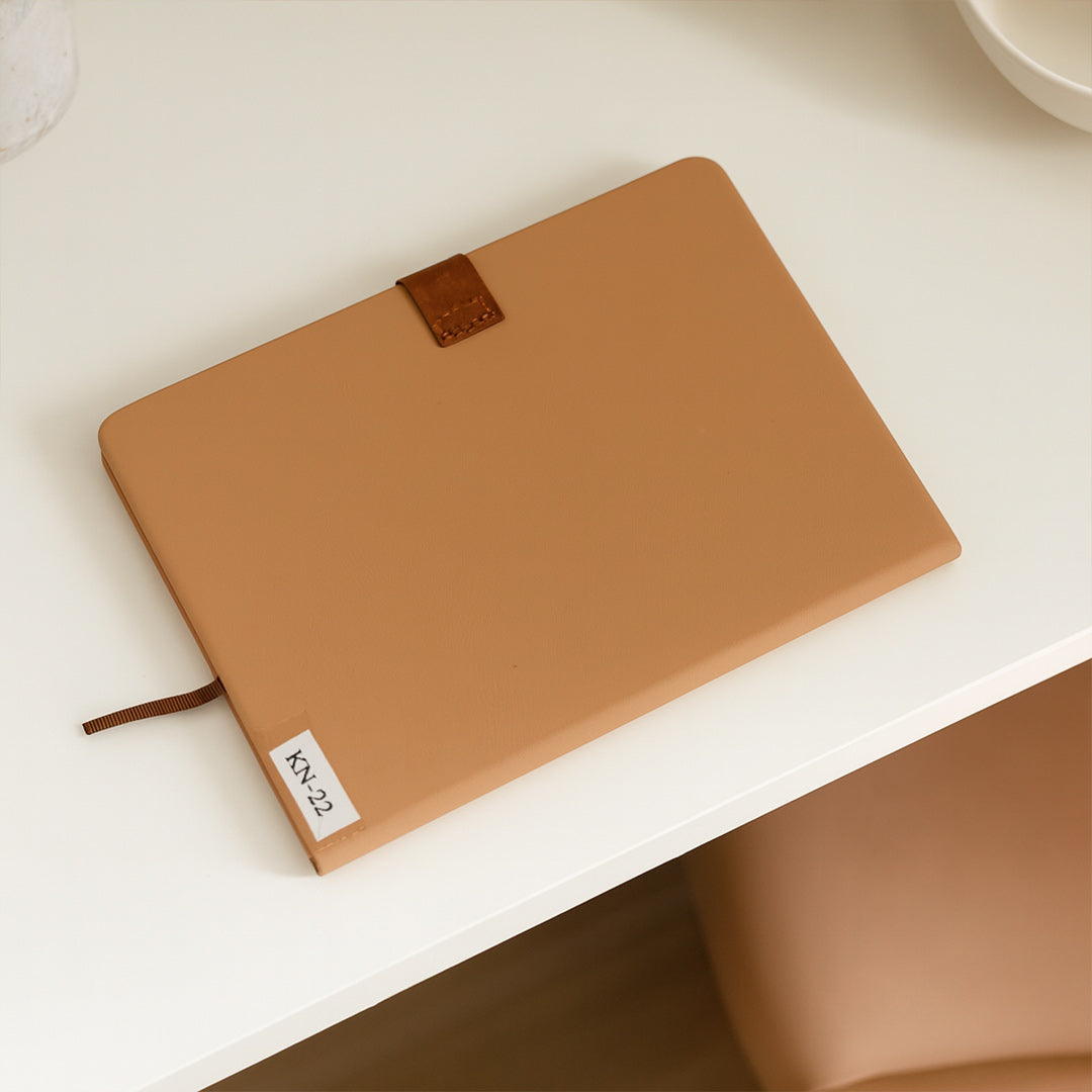 Custom Tan & Brown Leatherette Notebook | Love Craft Gifts