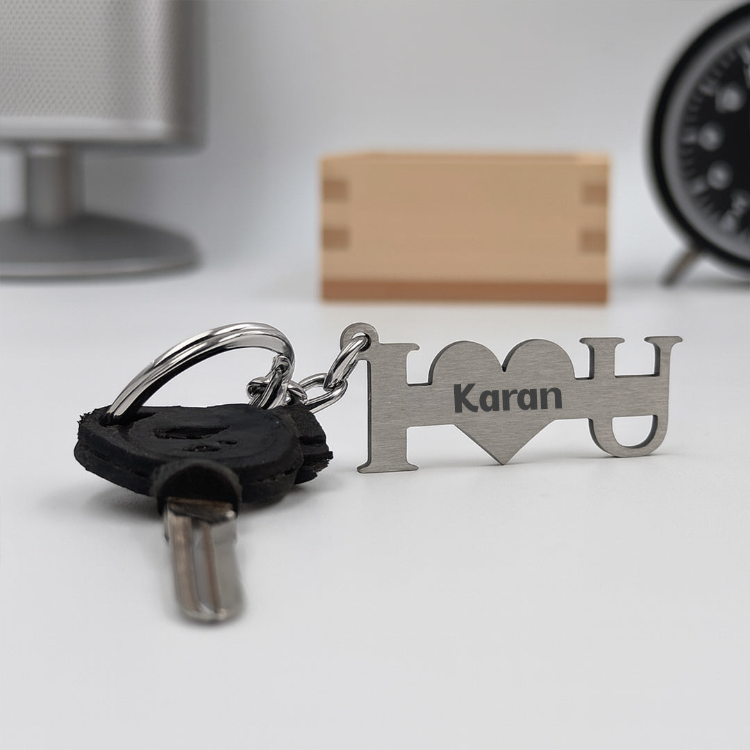 Personalized "I ❤️ U" Metal Keychain | Love Craft Gifts