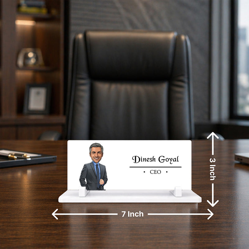 Personalized Acrylic CEO Desk Name Plate | Custom Office Table Name Sign Gift for Professionals & Business Leaders - 7x3" | Love Craft Gifts™