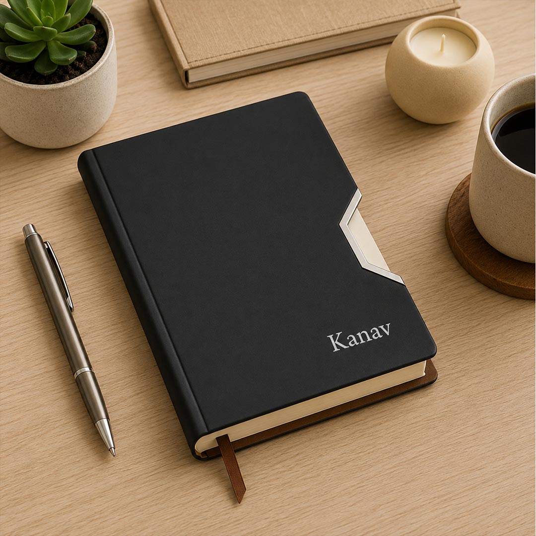 Personalized Matte Black Faux Leather Journal with Custom Name Engraving | Premium A5 Executive Notebook Gift for Professionals, Students & Writers - A5 | Love Craft Gifts™