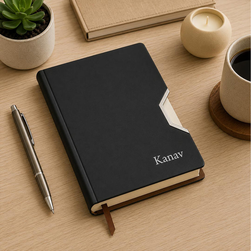 Personalized Matte Black Faux Leather Journal with Custom Name Engraving | Premium A5 Executive Notebook Gift for Professionals, Students & Writers - A5 | Love Craft Gifts™