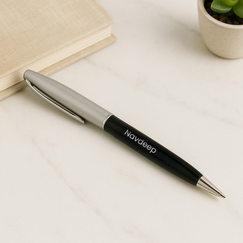 Personalized Dark Blue Gift Set – Custom Diary, Pen & Black Bottle Combo for Professionals | Love Craft Gifts