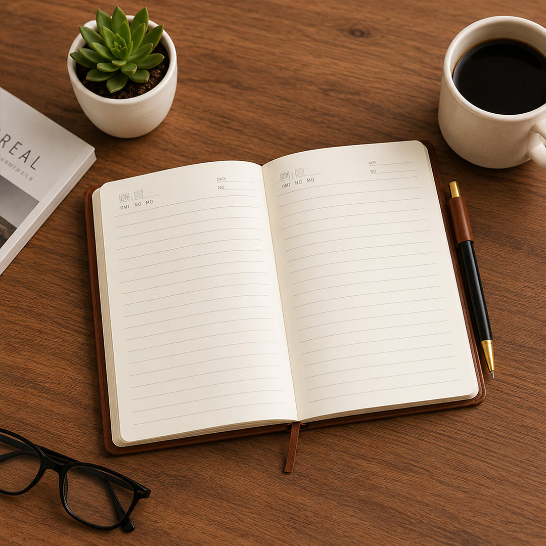 Personalized PU Leather Executive Diary with Name Plate & Card Holder | Premium A5 Journal Gift for Professionals, Office Use & Corporate Gifting | Love Craft Gifts™