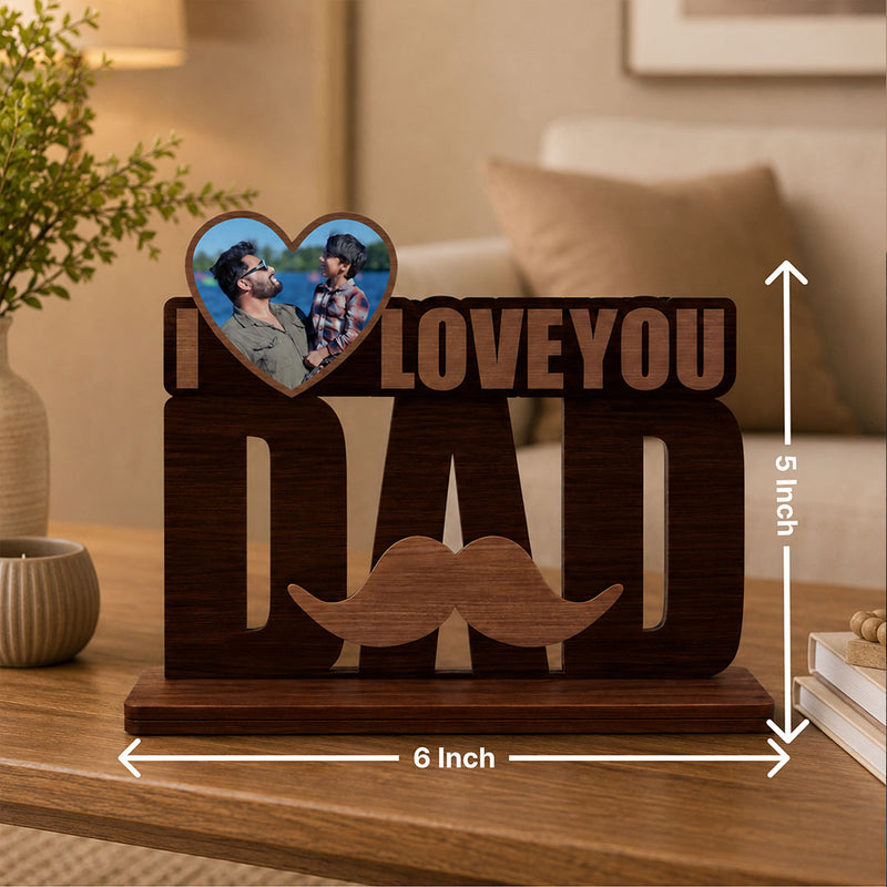 Personalized I Love You Dad Wooden Photo Frame | Custom Father Memory Gift - 6x5" | Love Craft Gifts™