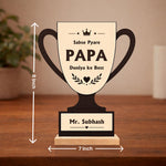 Personalized Best Papa Trophy Table Stand Gift 8x7 Inch for Father | Custom Name Wooden Trophy Gift | Love Craft Gifts™