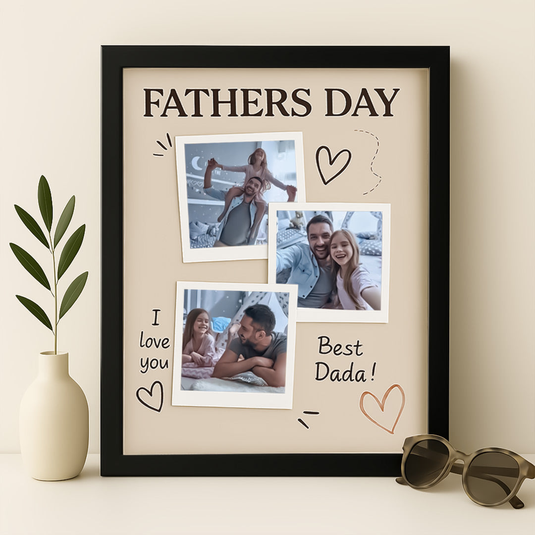 Personalized "Best Dada" Father’s Day Photo Frame – 3 Photo Collage with Message | Love Craft Gifts