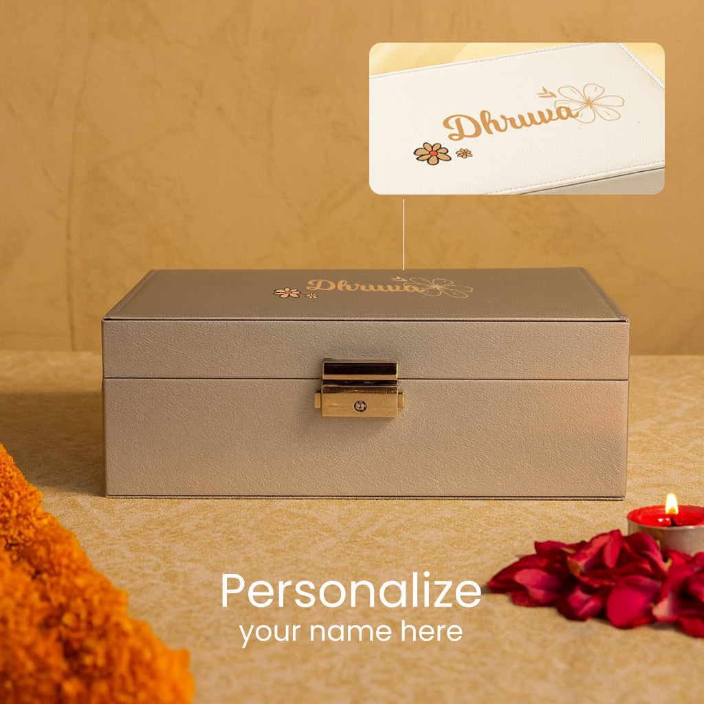 Personalized Silver Faux Leather Jewellery Box | Love Craft Gifts