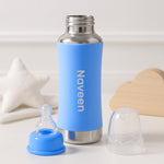 Personalized Baby Feeding Bottle – 240ml Blue Stainless Steel | Love Craft Gifts