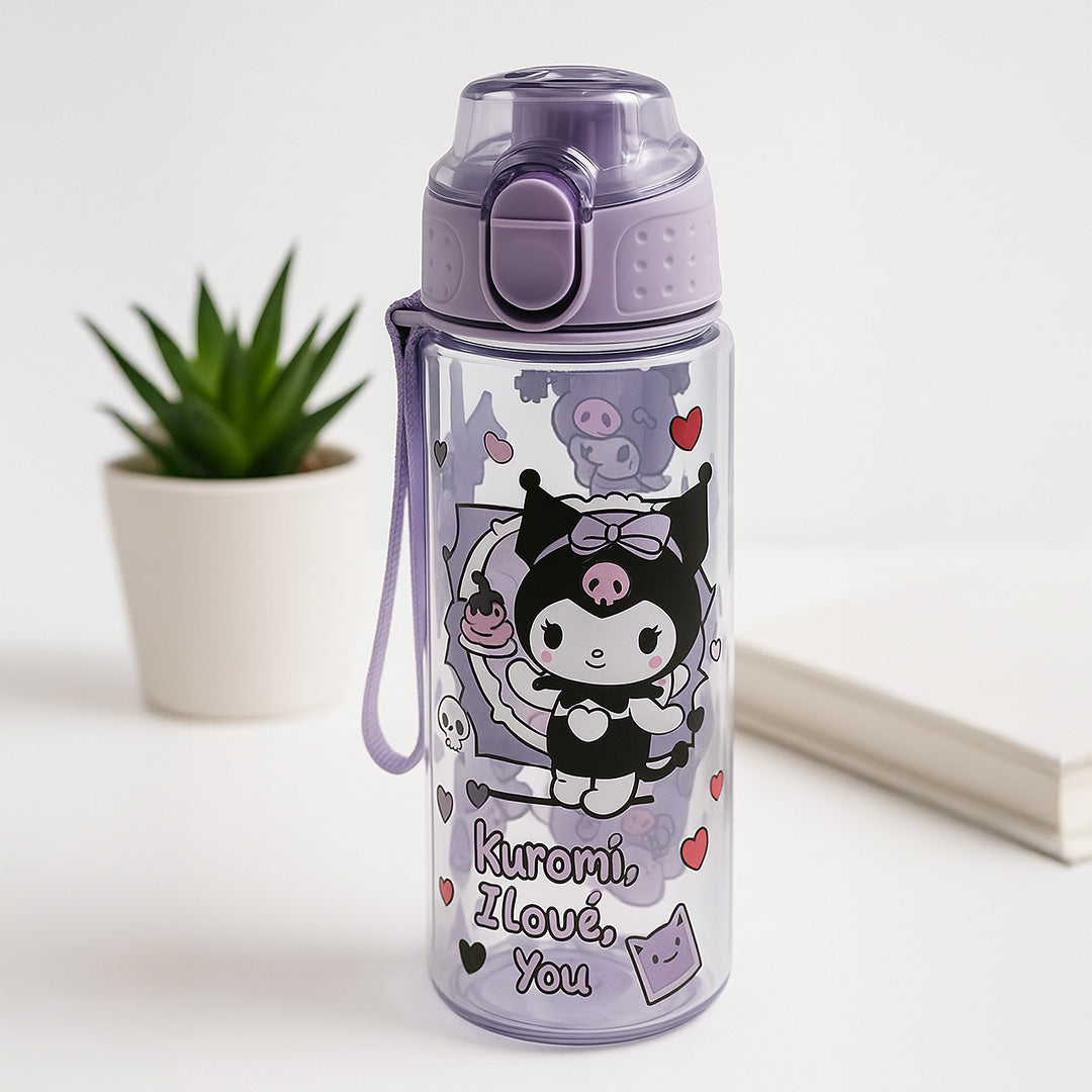 Kuromi Purple Water Bottle for Kids – 600ml Leak-Proof Sipper | Love Craft Gifts