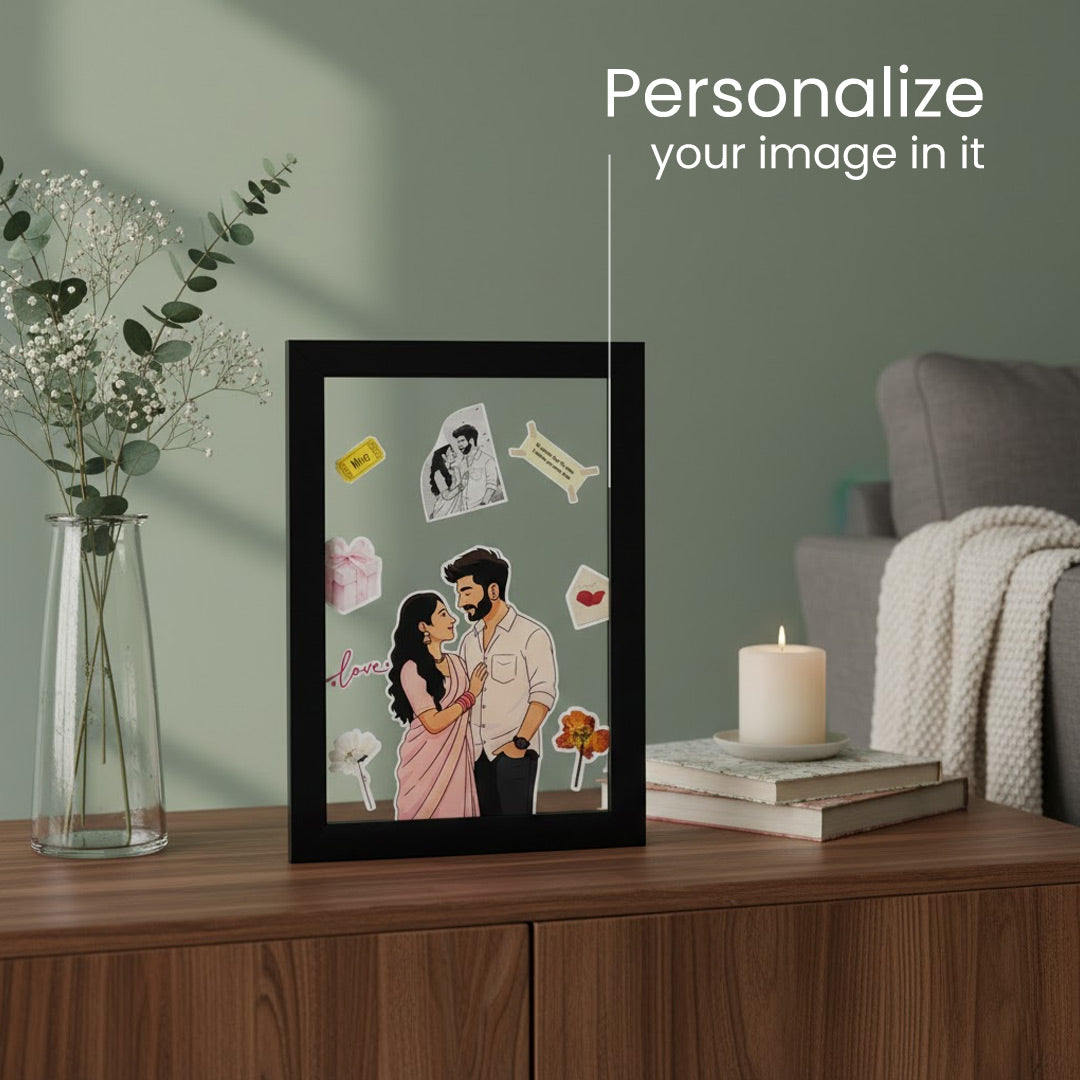 Personalized Acrylic Couple Frame – 8×12” | Custom Illustration | Love Craft Gifts