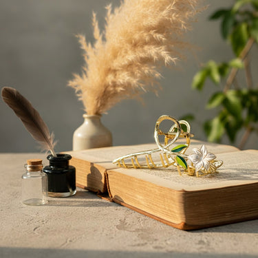 Golden Floral Hair Claw Clip for Women – Premium Metal Hair Accessory | Love Craft Gifts