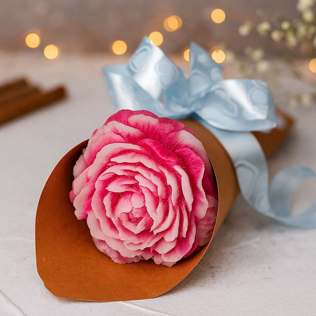 Handcrafted Flower Soap Candle with Gift Wrap | Love Craft Gifts