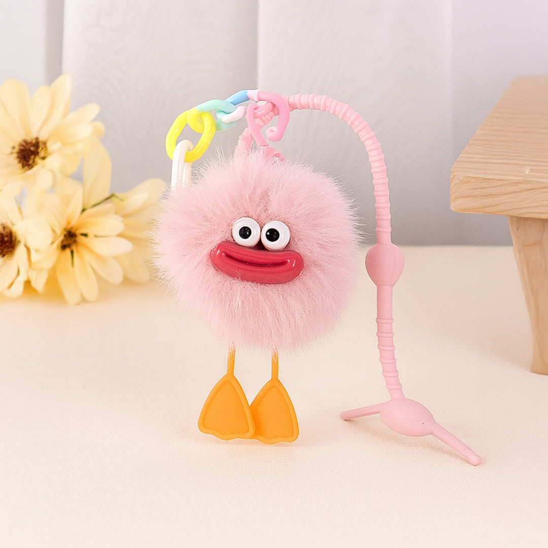 Fluffy Duck Bag Charm – Pink, Grey & White | Love Craft Gifts