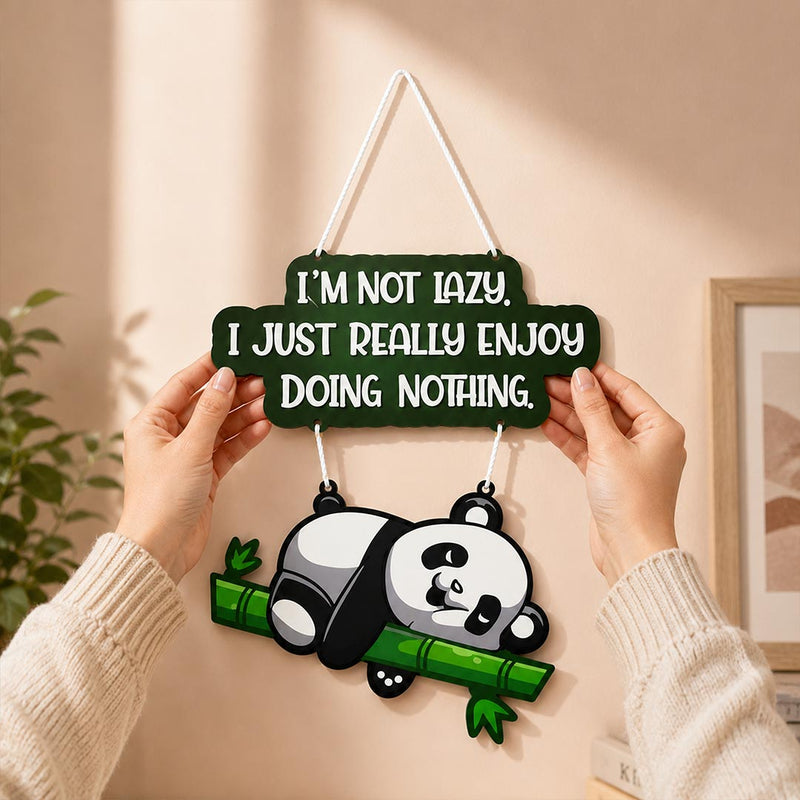 Funny Lazy Quote Wall Decor | Panda & Bamboo Hanging for Rooms | Love Craft Gifts™