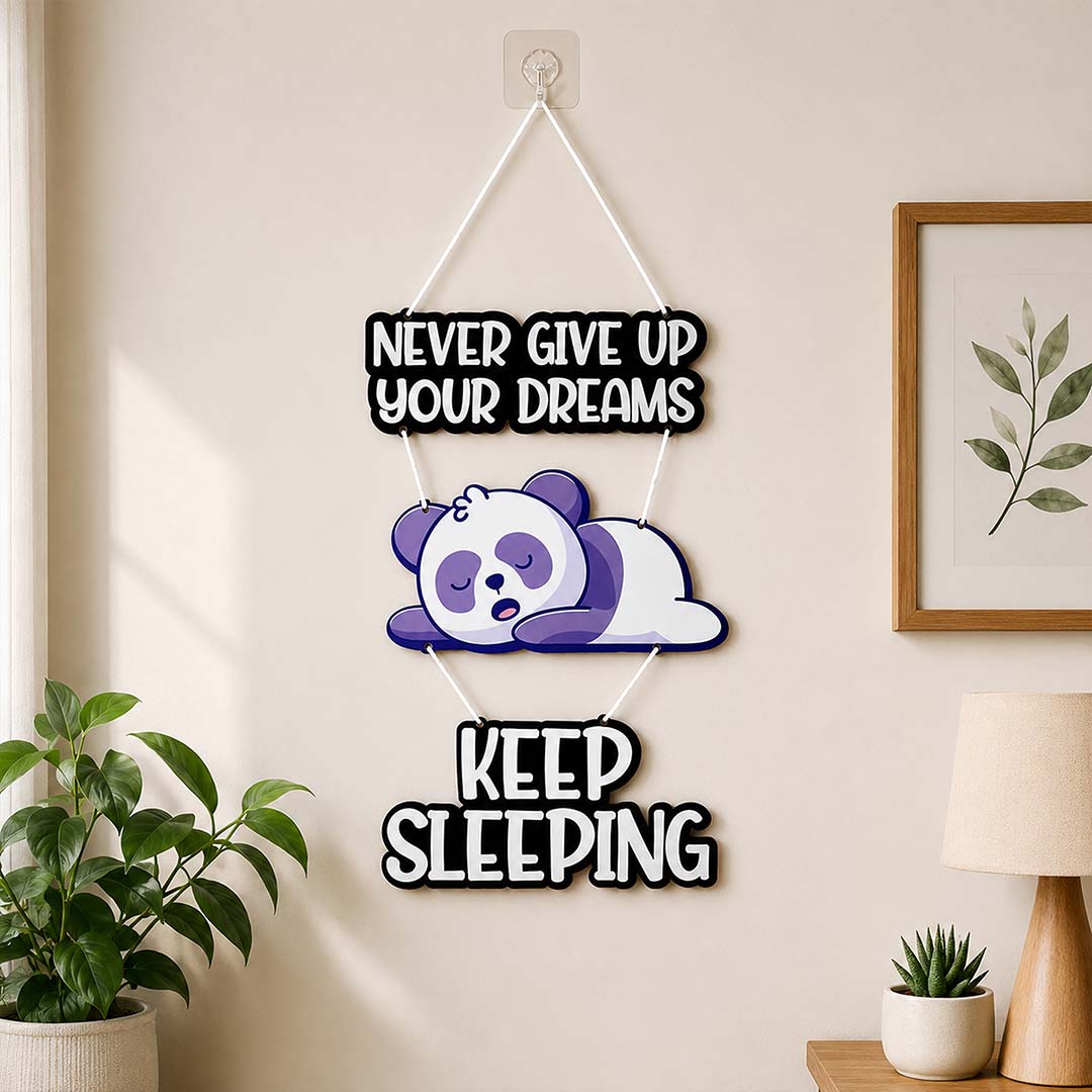 Funny Sleeping Panda Quote Wall Hanging 9x12" | Humorous Bedroom Decor | Love Craft Gifts™