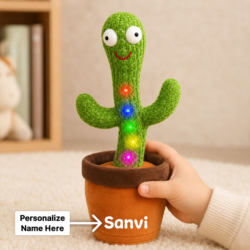 Personalized Dancing Talking Cactus Toy for Kids & Babies | Rechargeable Singing Mimic Recording Plush Toy Gift for Boys & Girls | Love Craft Gifts™