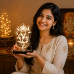 Lord Ganesha LED Car Dashboard Lamp – Premium Acrylic Ganpati Bappa Dashboard Light for Car Interior, Home Temple Decor & Spiritual Gift | LoveCraftGifts™