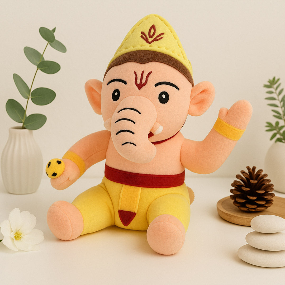 Lord Ganesha Plush Toy – Soft & Cute Bal Ganesha Stuffed Doll for Kids | Love Craft Gifts