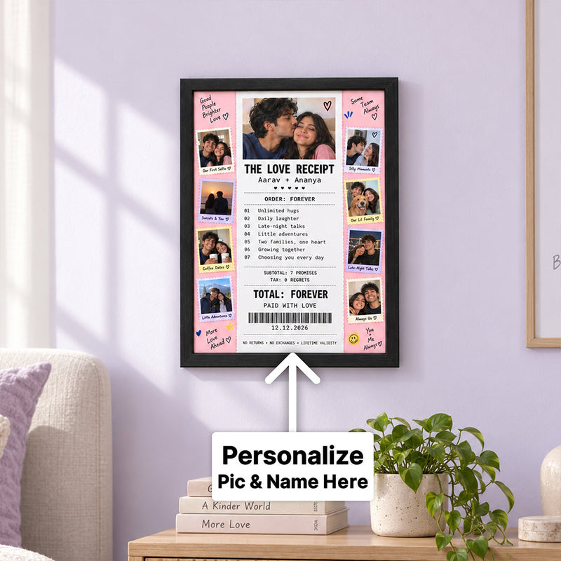 Gen Z Love Receipt Couple Photo Frame | Romantic Gift | Love Craft Gifts™