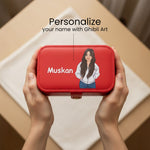 Red Customized Jewelry Travel Case with Name & Cartoon | Love Craft Gifts