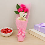 Personalized Teddy Bear with Roses Bouquet - Cute Valentine’s Day, Birthday & Anniversary Gift | Love Craft Gifts