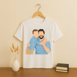 Custom Father & Child Illustration T-Shirt – Personalized Black Tee | Love Craft Gifts
