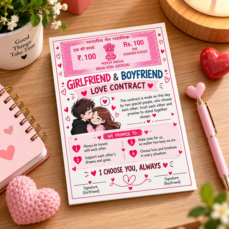 Girlfriend & Boyfriend Love Contract 8x12" Romantic Couple Keepsake | Love Craft Gifts™