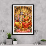 Lakshmi Narayan Wall Frame – Lord Vishnu and Goddess Lakshmi Spiritual Wall Art (Multiple Sizes) | Love Craft Gifts