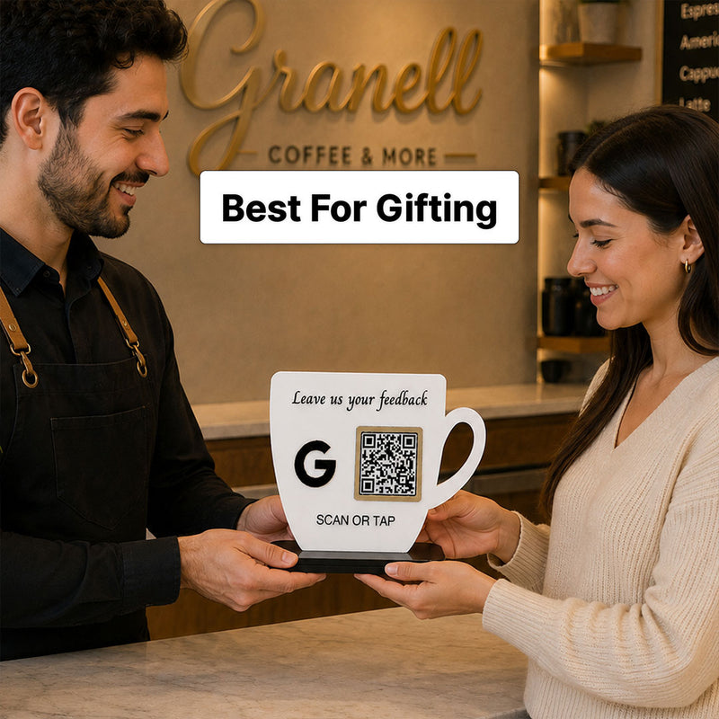 Personalized QR Code Feedback Stand | Custom Google Review Scan Display for Cafés, Restaurants & Businesses - 6x6" | Love Craft Gifts™