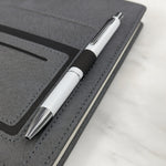 Personalized Grey Notebook with Pen Holder | Love Craft Gifts