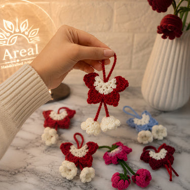 Handmade Cherry Crochet Hair Tie | Soft Yarn Hair Band for Girls & Women | Love Craft Gifts™