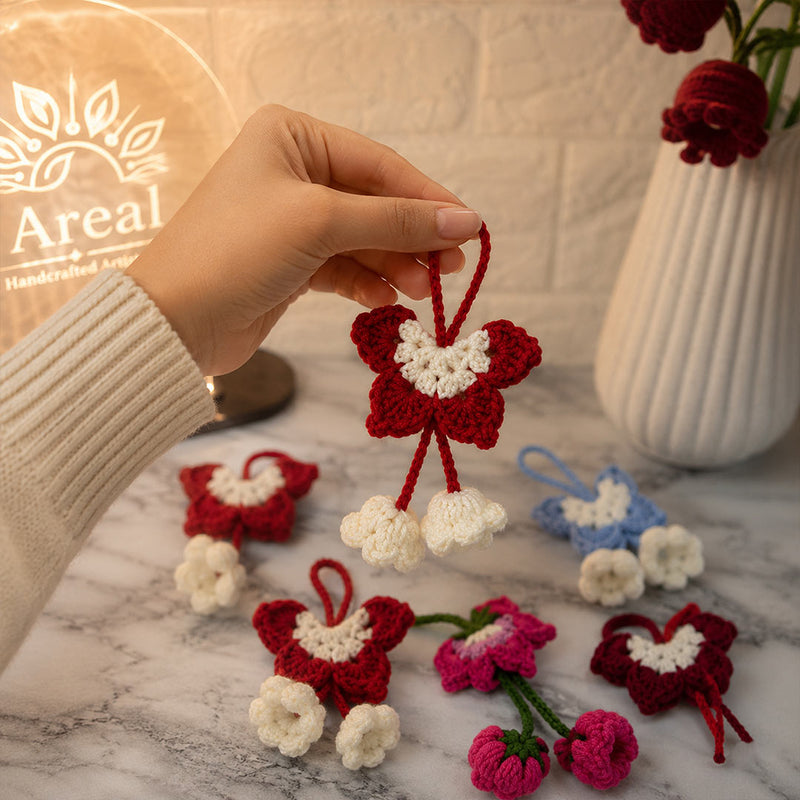 Handmade Cherry Crochet Hair Tie | Soft Yarn Hair Band for Girls & Women | Love Craft Gifts™