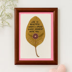 Handmade Leaf Art Frame with Love Quote – Nature-Inspired Wall Decor Gift | Love Craft Gifts