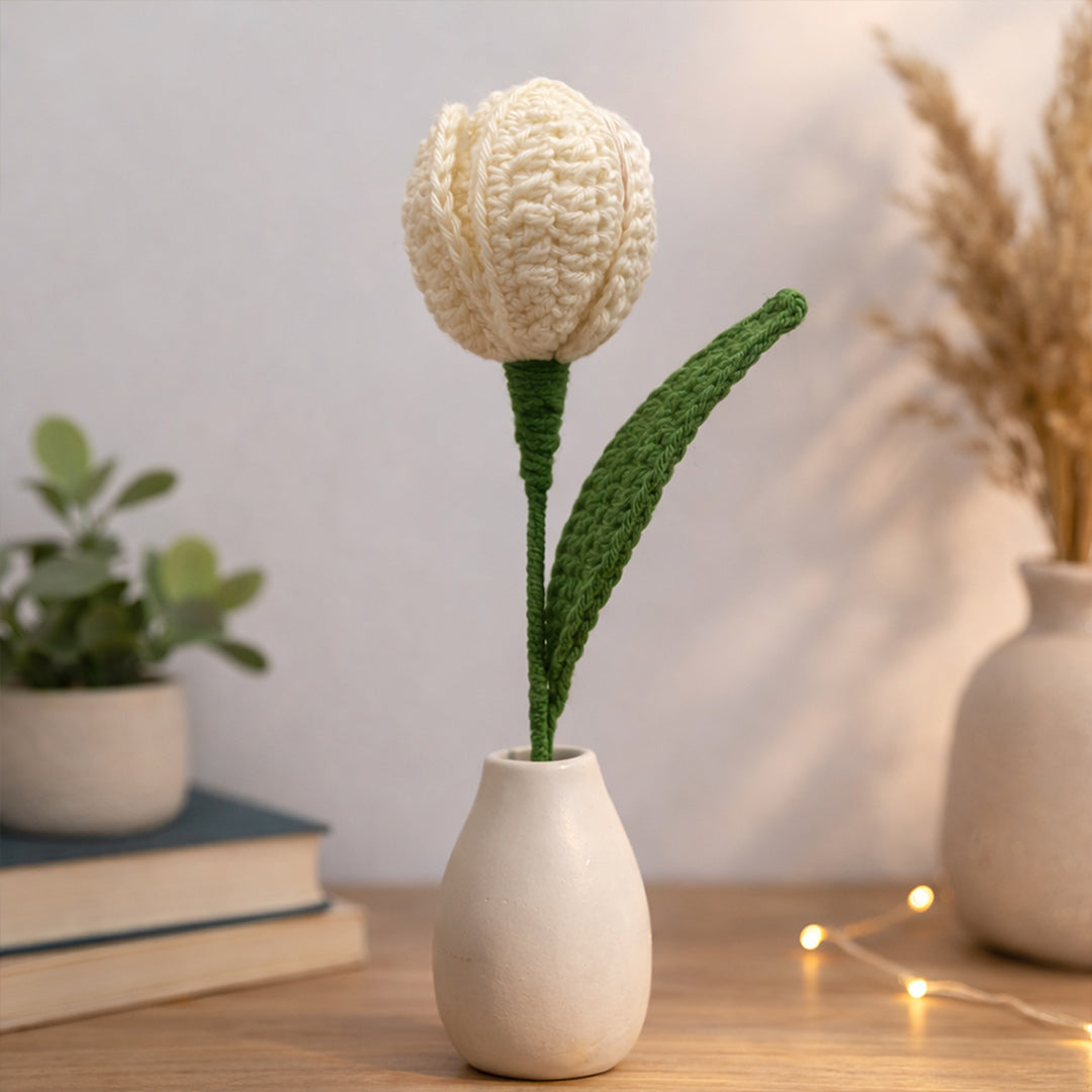 Handmade Crochet Tulip Flower – Elegant Knitted Flower Gift & Decorative Handmade Bloom | Love Craft Gifts