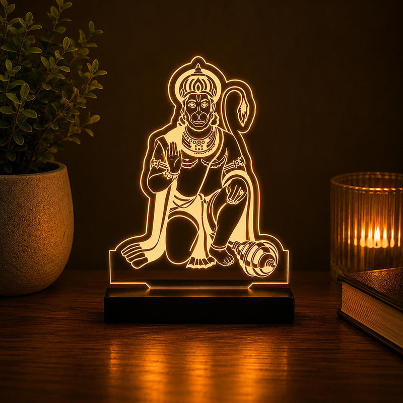 Lord Hanuman LED Car Dashboard Lamp – Premium Acrylic Bajrangbali Dashboard Light for Car Interior Decor, Spiritual Gift for Home, Office & Vehicle | LoveCraftGifts™