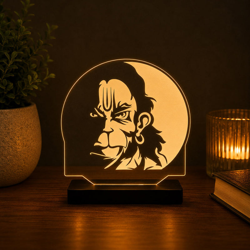 Hanuman Ji LED Car Dashboard Lamp – Premium Acrylic Bajrangbali Dashboard Light for Car Interior Decor, Spiritual Gift for Devotees & Divine Travel Companion | LoveCraftGifts™