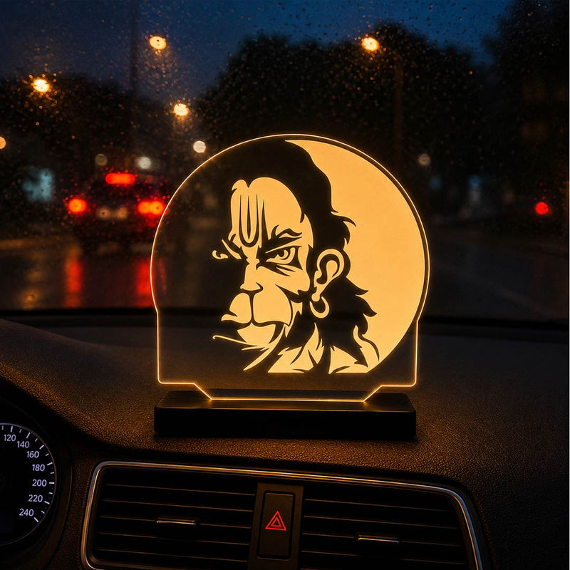 Hanuman Ji LED Car Dashboard Lamp – Premium Acrylic Bajrangbali Dashboard Light for Car Interior Decor, Spiritual Gift for Devotees & Divine Travel Companion | LoveCraftGifts™