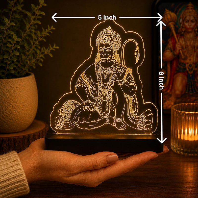 Lord Hanuman LED Car Dashboard Lamp – Premium Acrylic Bajrangbali Dashboard Light for Car Interior, Home Decor & Spiritual Gift | LoveCraftGifts™
