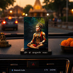 Meditating Hanuman Ji Car Dashboard Stand – Om Hanumate Namah Acrylic Dashboard Decor for Car, Home & Office | Divine Hanuman Artwork | LoveCraftGifts™