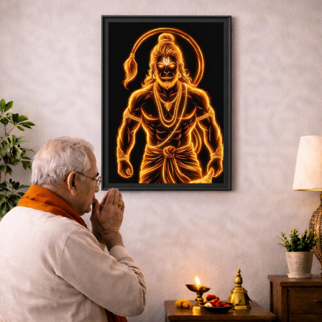 Personalized Lord Hanuman Wall Frame – Powerful Hanuman Ji Spiritual Wall Art (Multiple Sizes) | Love Craft Gifts