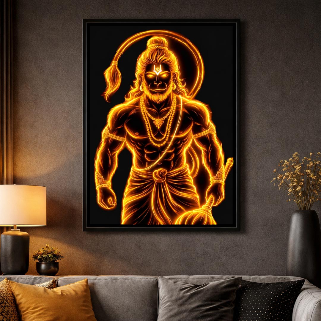 Personalized Lord Hanuman Wall Frame – Powerful Hanuman Ji Spiritual Wall Art (Multiple Sizes) | Love Craft Gifts